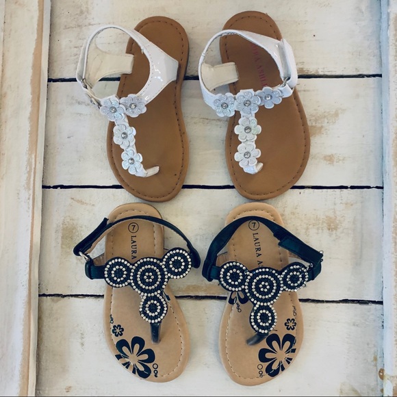 Laura Ashley Other - 2 Pairs Laura Ashley  7 girls Sandals Black White